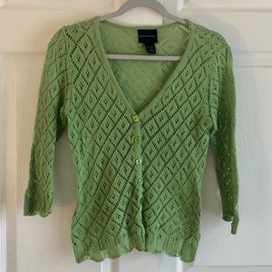 Vintage green reworked crochet cardigan